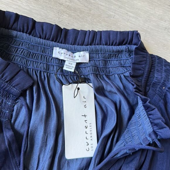 Current Air Angelica Pleated Blouse XS Navy NWT - Picture 5 of 6